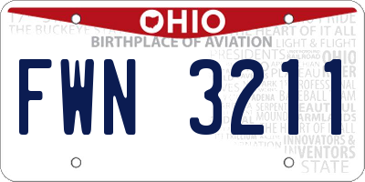 OH license plate FWN3211