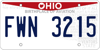 OH license plate FWN3215