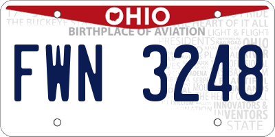 OH license plate FWN3248