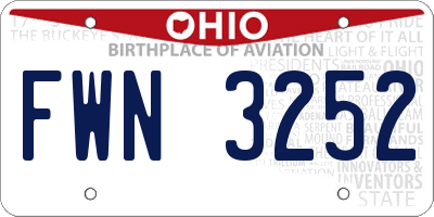 OH license plate FWN3252