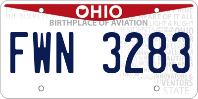 OH license plate FWN3283