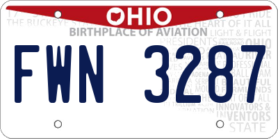 OH license plate FWN3287