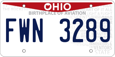 OH license plate FWN3289