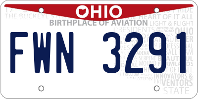 OH license plate FWN3291