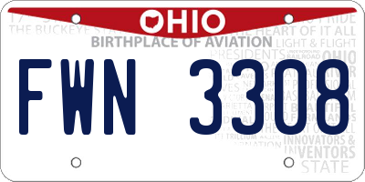 OH license plate FWN3308