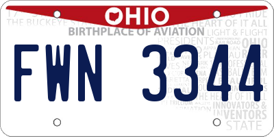 OH license plate FWN3344