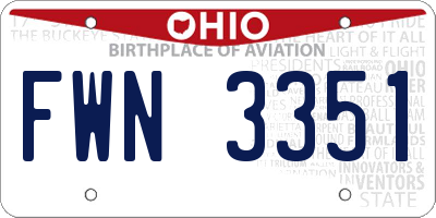 OH license plate FWN3351