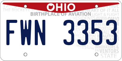 OH license plate FWN3353