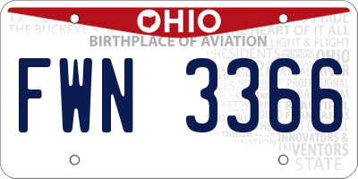 OH license plate FWN3366