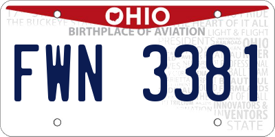 OH license plate FWN3381