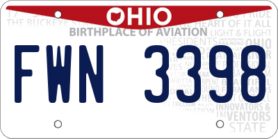 OH license plate FWN3398