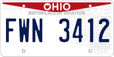 OH license plate FWN3412