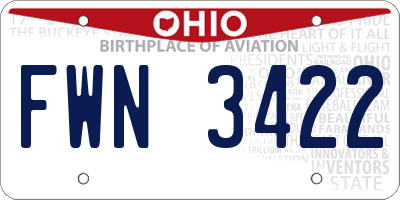 OH license plate FWN3422
