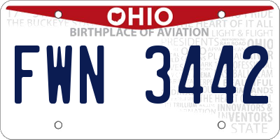 OH license plate FWN3442