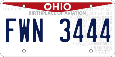 OH license plate FWN3444