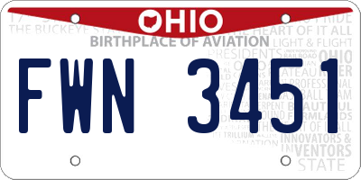 OH license plate FWN3451