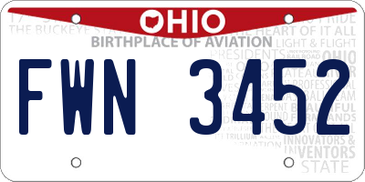 OH license plate FWN3452