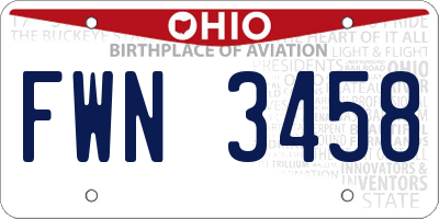OH license plate FWN3458