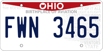 OH license plate FWN3465