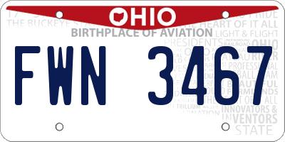 OH license plate FWN3467
