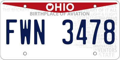 OH license plate FWN3478