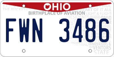OH license plate FWN3486