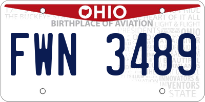 OH license plate FWN3489