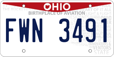 OH license plate FWN3491
