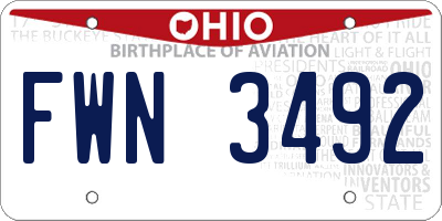 OH license plate FWN3492