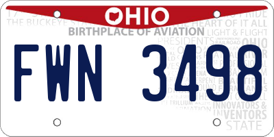 OH license plate FWN3498