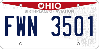 OH license plate FWN3501