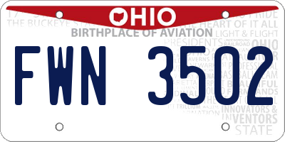 OH license plate FWN3502