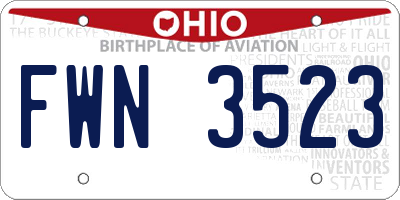 OH license plate FWN3523