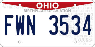 OH license plate FWN3534