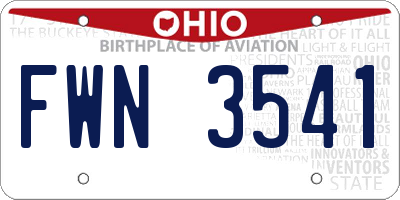 OH license plate FWN3541