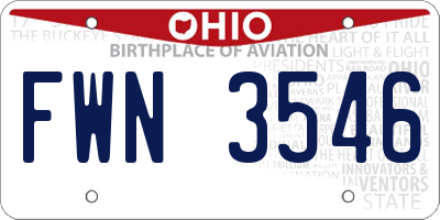 OH license plate FWN3546