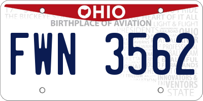 OH license plate FWN3562