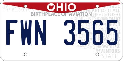 OH license plate FWN3565