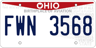 OH license plate FWN3568
