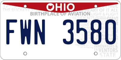 OH license plate FWN3580