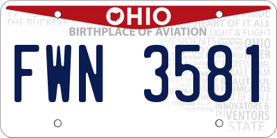 OH license plate FWN3581