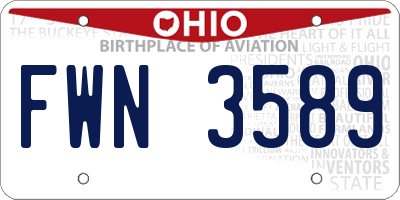 OH license plate FWN3589