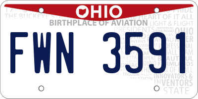 OH license plate FWN3591