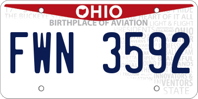 OH license plate FWN3592