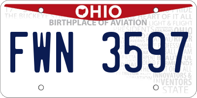 OH license plate FWN3597