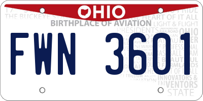 OH license plate FWN3601