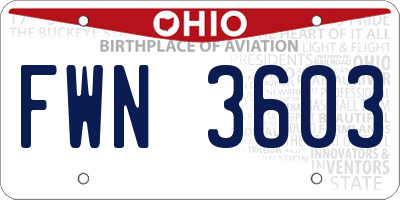 OH license plate FWN3603