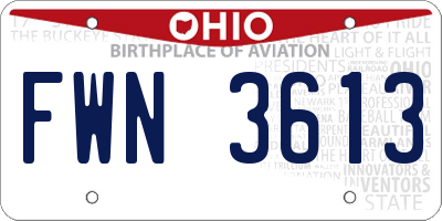 OH license plate FWN3613