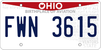 OH license plate FWN3615