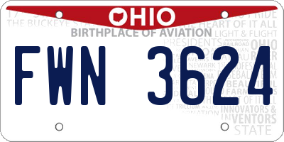 OH license plate FWN3624